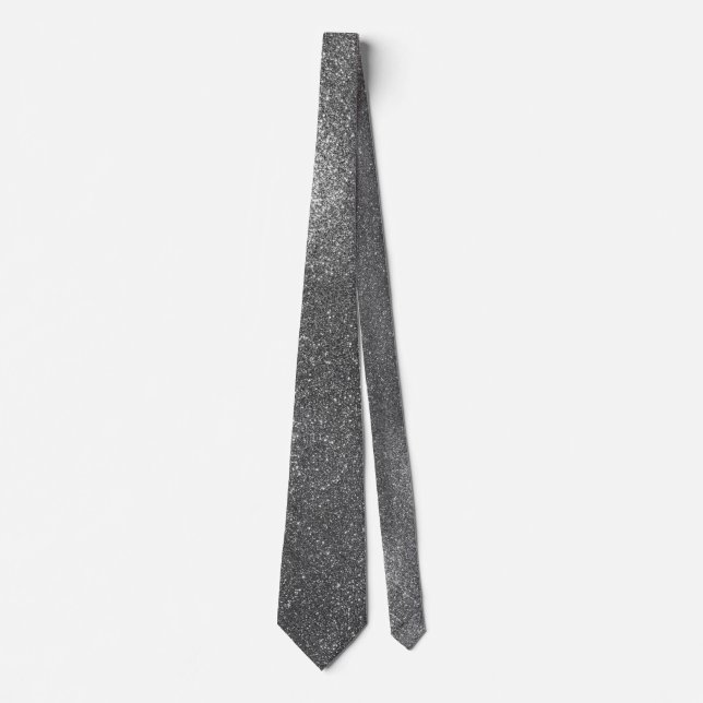 Modern Father's Day Wedding Silver Glitter Sparkly Tie (Front)