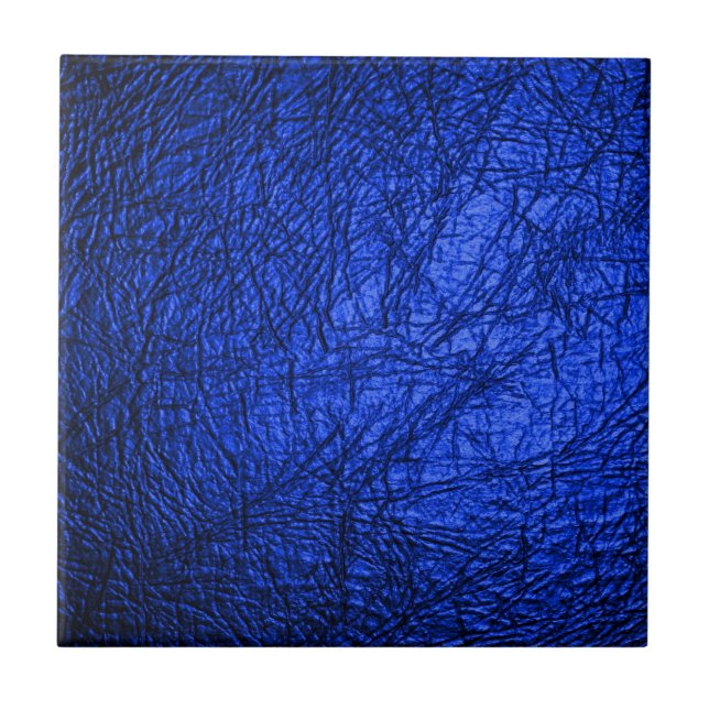  Modern Faux Blue Leather Texture Tile (Front)