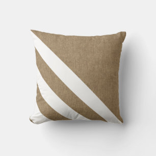 Modern Faux Burlap White Stripes Cushion