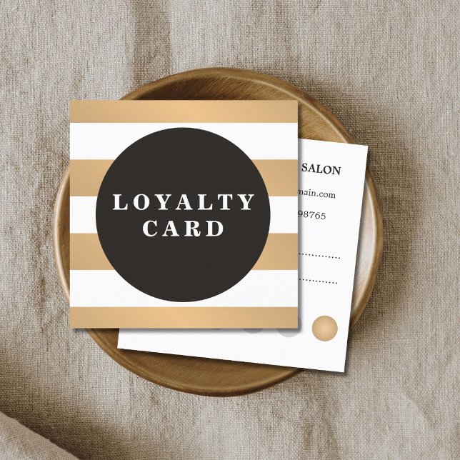 Modern Faux Copper Stripes Grey Loyalty Card (Creator Uploaded)
