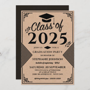Modern Faux Craft Art Deco Style Graduation Party  Invitation