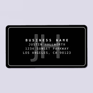 Modern Faux Embossed Monogrammed Business Address  Label