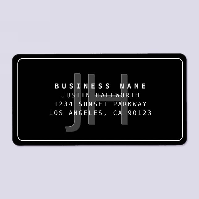 Modern Faux Embossed Monogrammed Business Address  Label (Creator Uploaded)