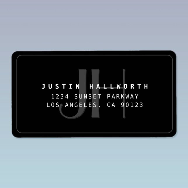 Modern Faux Embossed Monogrammed Business Address  Label (Creator Uploaded)