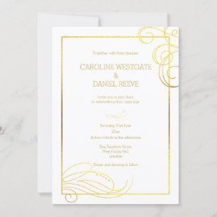 Modern Faux Foil Flourish Wedding Invitation