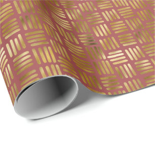 Modern Faux Foil Lines   Christmas Holiday Wrapping Paper