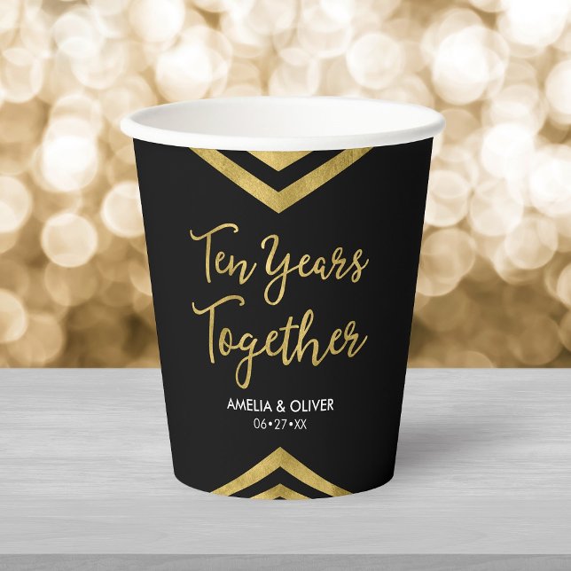 Modern Faux Gold Chevron 10th Anniversary Party Paper Cups (Creator Uploaded)
