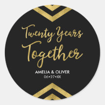 Modern Faux Gold Chevron 20th Anniversary Party