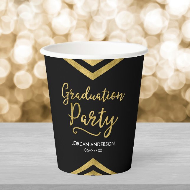 Modern Faux Gold Chevron Graduation Party Paper Cups (Creator Uploaded)