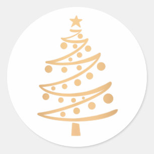 Modern Faux Gold Christmas Tree Classic Round Sticker
