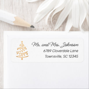 Modern Faux Gold Christmas Tree Return Address Label