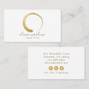 Modern Faux Gold Circle Logo Business Card