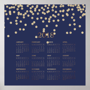 Modern Faux Gold Diamonds 2018 Calendar Poster