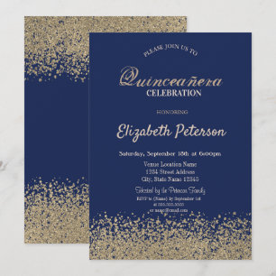 Modern Faux Gold Diamonds Quinceañera Invitation