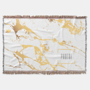 Modern Faux Gold Effect Abstract Art Throw Blanket