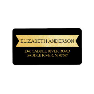 Modern Faux Gold Foil Banner Return Address Label