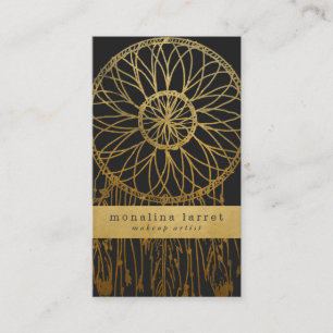 Modern Faux Gold Foil Bohemian Dream Catcher Business Card
