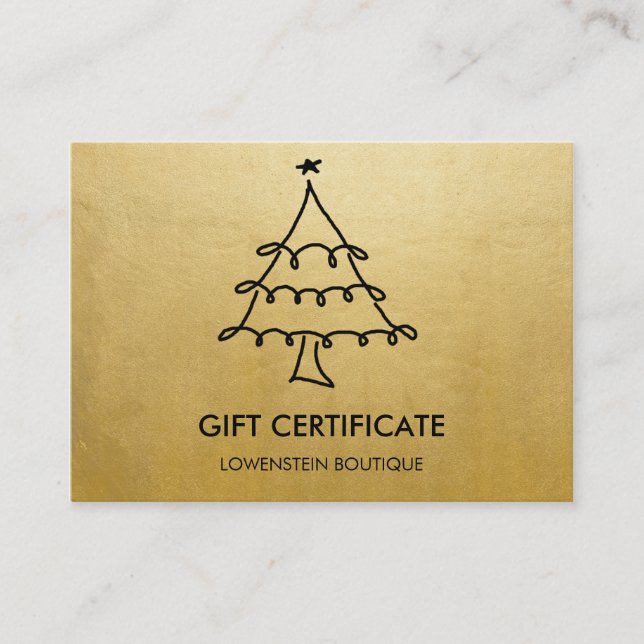 Modern Faux Gold Foil Christmas Gift Certificate (Front)