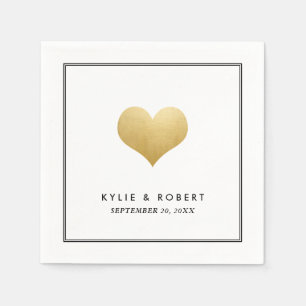 Modern Faux Gold Foil Cute Heart Wedding Napkin