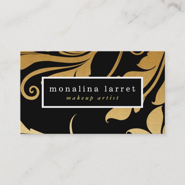 Modern Faux Gold Foil Flourish Pattern Business Card (Front)
