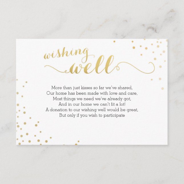 Modern Faux Gold Foil Glamour Wishing Well Card (Front)