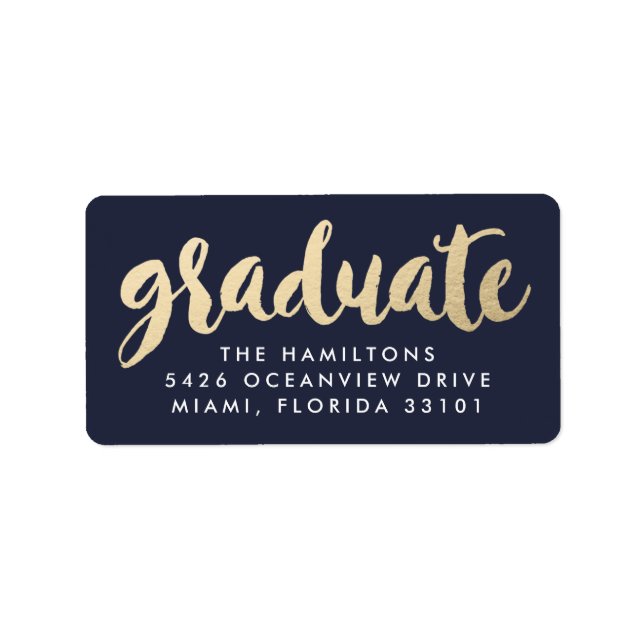 Modern Faux Gold Foil Graduation Address Labels (Front)