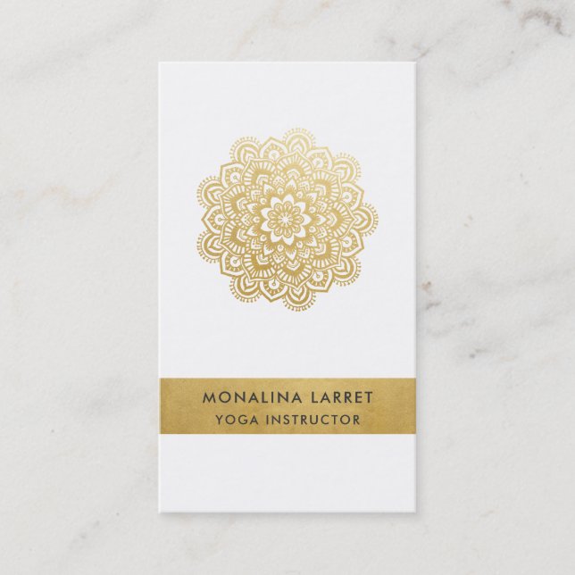 Modern Faux Gold Foil Mandala Mehendi Pattern Business Card (Front)