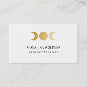 Modern Faux Gold Foil Moon Phase Elegant Simple Business Card