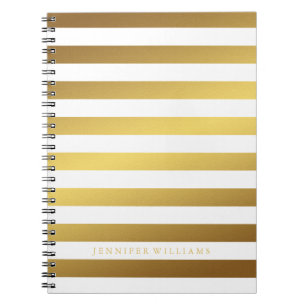 Modern Faux Gold Foil Stripes Pattern Notebook