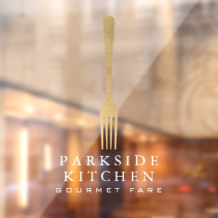 Modern Faux Gold Fork Restaurant Logo Transparent
