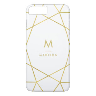 Modern Faux Gold Geometric Pattern on White iPhone 8 Plus/7 Plus Case