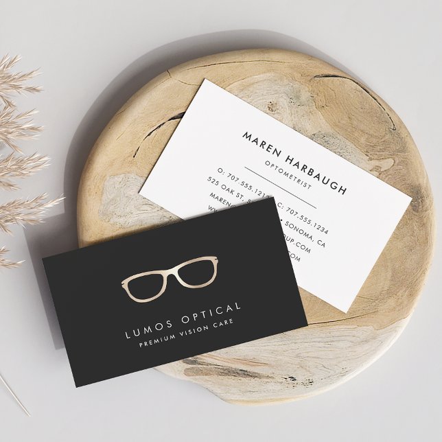 Modern Faux Gold Glasses Logo Business Card (Creator Uploaded)
