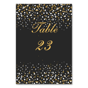 Modern faux gold glitter confetti illustration table number