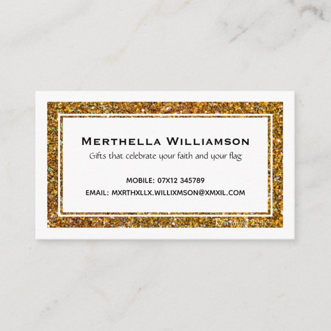 Modern Faux Gold | Glitter Custom Christian Business Card (Front)