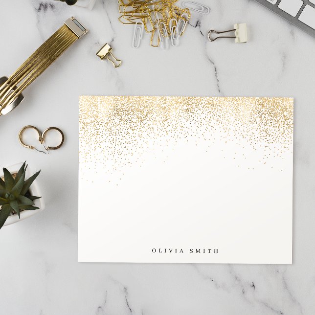 Modern faux gold glitter personalised Stationery Card (Modern faux gold glitter personalized Stationery Note Card)