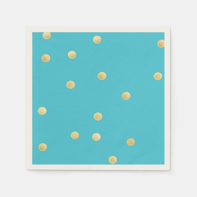 Modern,Faux Gold Glitter Polka Dots,Blue Napkin (Front)