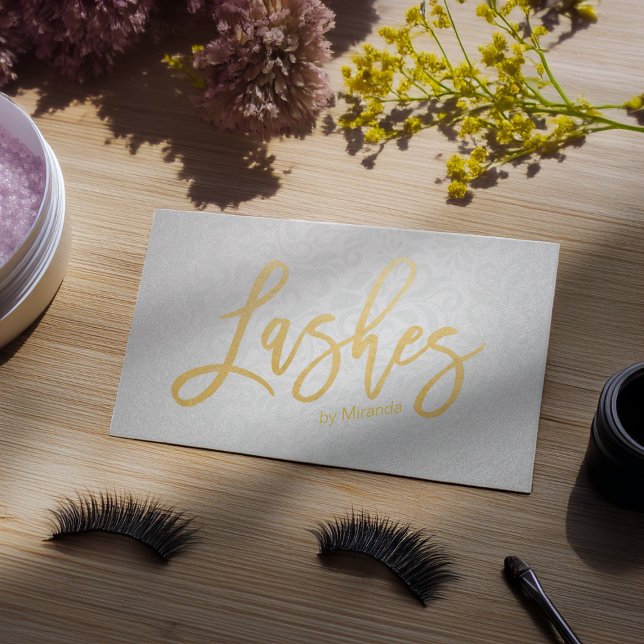 Modern Faux Gold Lashes Script Text Appointment Card (Creator Uploaded)