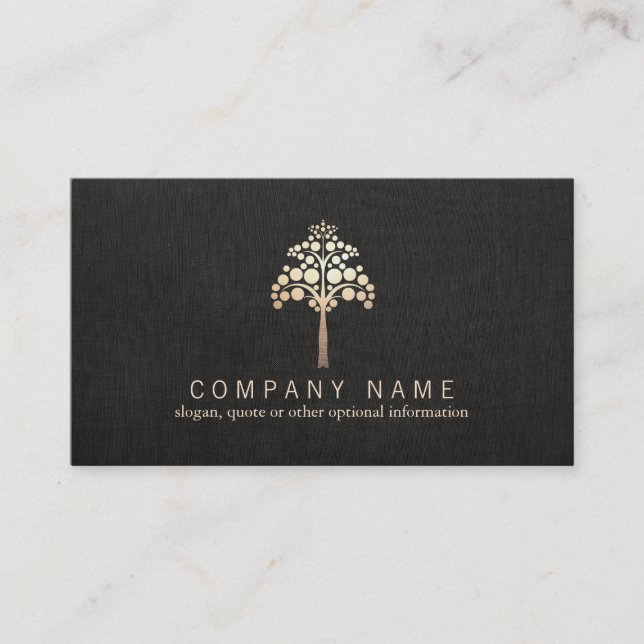 Modern Faux Gold Leaf Tree Nature Business Card (Front)