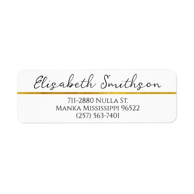      Modern Faux Gold Luxury Custom Return Address Label (Front)