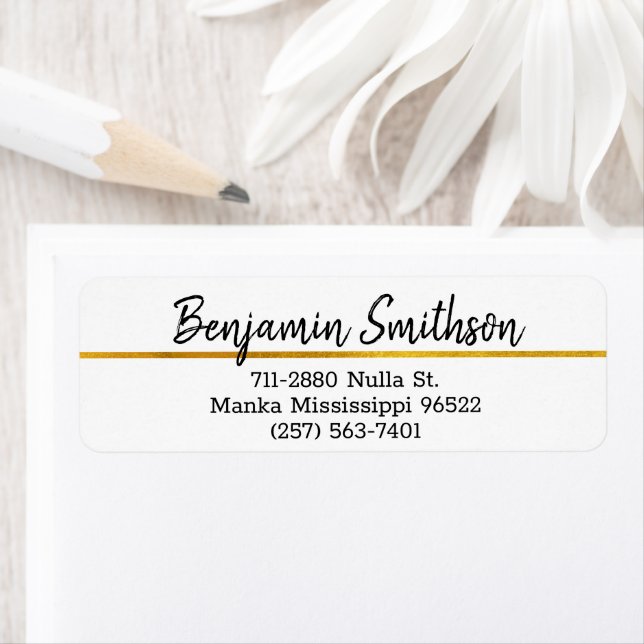      Modern Faux Gold Luxury Custom Return Address Label (Insitu)