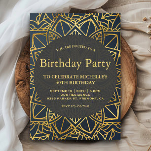 Modern Faux Gold Mandala Birthday Party Invitation