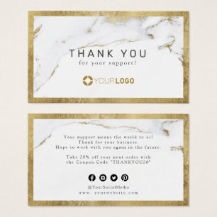 Modern faux gold marble luxe business thank you