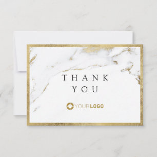 Modern faux gold marble luxe business thank you card