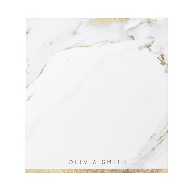 Modern faux gold marble personalised Stationery Notepad (Front)