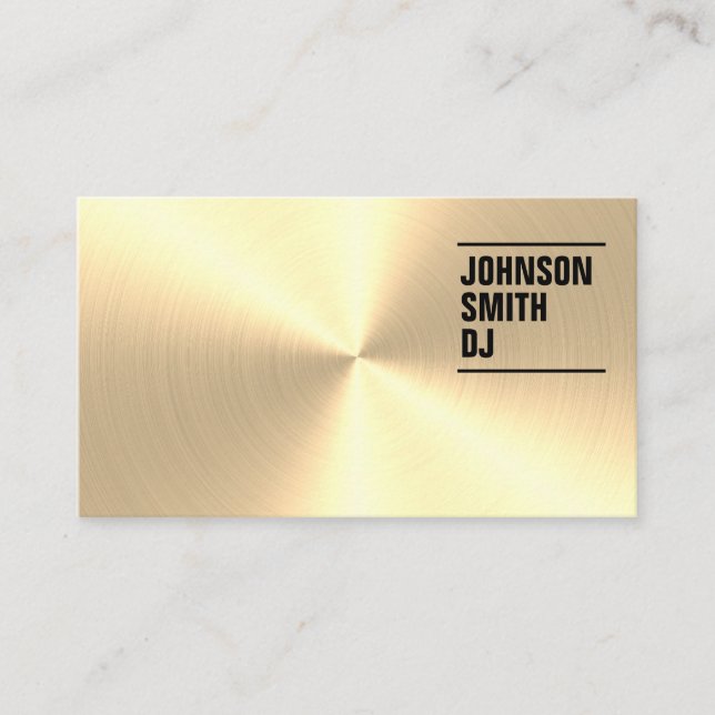Modern Faux Gold Metallic DJ Business Card (Front)