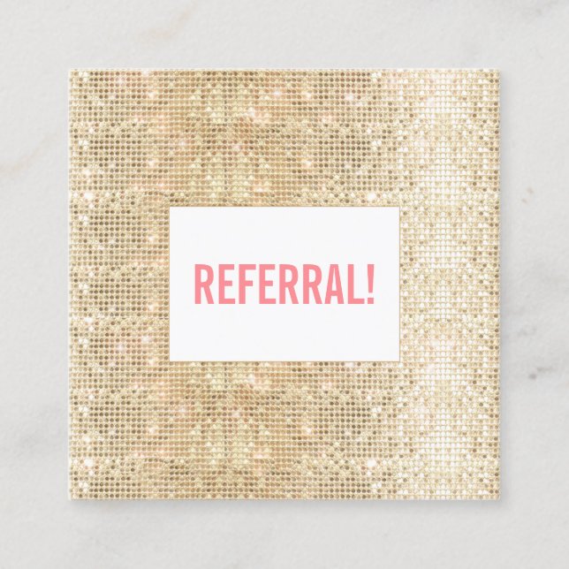 Modern Faux Gold Sequin Customer Referral Card (Front)