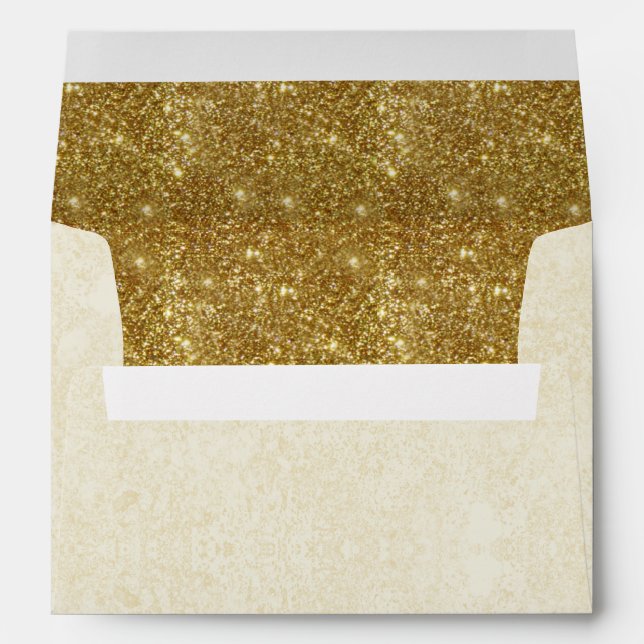 Modern Faux Gold Sparkles on Ivory Envelopes (Back (Bottom))