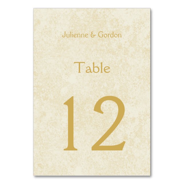 Modern Faux Gold Sparkles on Ivory Table Cards (Front)