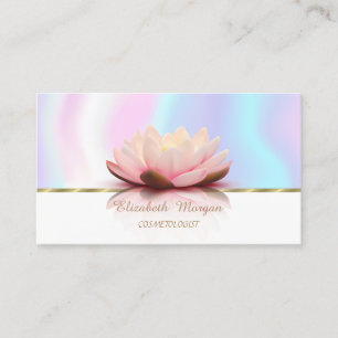 Modern Faux Gold Stripe,Lotus,Holographic Business Card