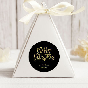 Modern Faux Gold Typography   Merry Christmas Classic Round Sticker